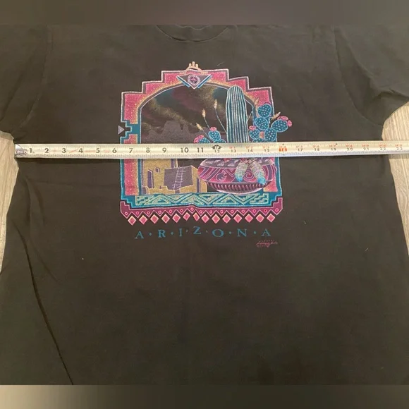 Vintage 90s Arizona T Shirt Men's XL Black Single Stitch Southwest Aztec Retro - Picture 5 of 6